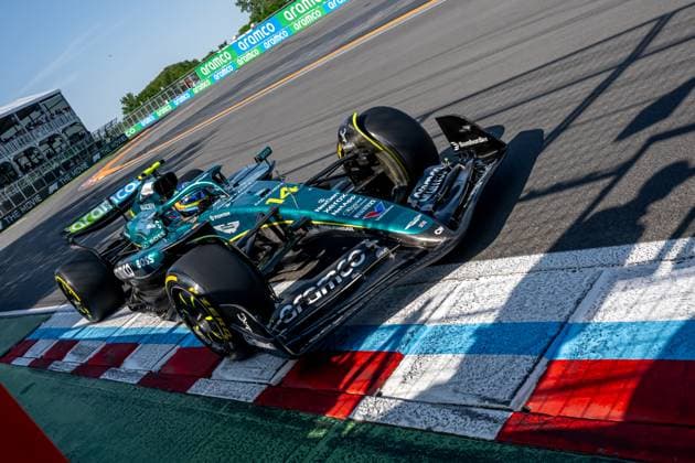 MONTREAL, CANADA: Fernando Alonso, racing for the Aston Martin F1 team during the 2025 Formula 1 Canadian Grand Prix at the Circuit Gilles Villeneuve in Montreal, Canada