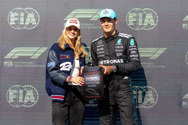 Sport Themen der Woche KW24 Sport Bilder des Tages George Russell (Mercedes-AMG Petronas F1 Team, Großbritannien, 63) Pole Position, CAN, Formel 1 Weltmeisterschaft, Grand Prix von Kanada, Circuit Gilles Villeneuve, Qualifying, Saison 2025, 14.06.2025 CAN, Formel 1 Weltmeisterschaft, Grand Prix von Kanada, Circuit Gilles Villeneuve, Qualifying, Saison 2025, 14.06.2025 Montreal *** George Russell Mercedes AMG Petronas F1 Team, Great Britain, 63 Pole Position, CAN, Formula 1 World Championship, Canadian Grand Prix, Circuit Gilles Villeneuve, Qualifying, 2025 season, 14 06 2025 CAN, Formula 1 World Championship, Canadian Grand Prix, Circuit Gilles Villeneuve, Qualifying, 2025 season, 14 06 2025 Montreal Copyright: xEibner-Pressefoto MarcelxFischerx EP_MFI