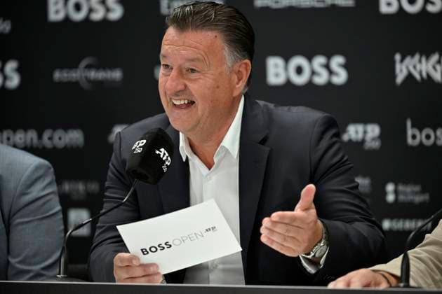 PK Pressekonferenz Turnierdirektor Edwin Weindorfer Portrait Gestik Geste Tennis Herren BOSS Open ATP, Tennis Herren 250 Stuttgart 2025 Weissenhof BOSS Open ATP 250 Stuttgart 2025