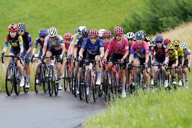 TDS Women Ginia Caluori, Marlen Reusser und Kristen Faulkner 15.06.2025 Kuessnacht, SCHWEIZ, Tour de Suisse Women 4.Etappe Kuessnacht - Kuessnacht vl. Mary Fisher - Black, Ginia Caluori, Marlen Reusser und Kristen Faulkner im Aufstieg zum Michaelskreuz