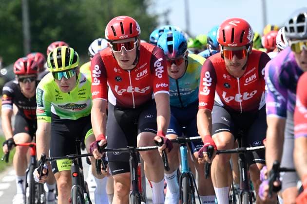 Elfstedenronde 2025 Cycling Race BRUGGE, BELGIUM - JUNE 15 : Giddings Joshua (USA) of Lotto Cycling Team during the 43th edition of Elfstedenronde an UCI Class 1.1 one day cycling road race for Men Elite of 196 km with start in Brugge and finish in Brugge on June 15, 2025 in Brugge, Belgium, 15 06 2025 ( Motordriver Guy De Vuyst - Brugge Belgium  Copyright: xNicoxVereeckenx