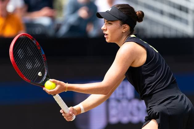2025-06-15 2025 Libema Open Grass Court Championships ROSMALEN, NETHERLANDS - JUNE 15: Elena-Gabriela Ruse of Romania in action during Day Seven of 2025 Libema Open Grass Court Championships at Autotron on June 15, 2025 in Rosmalen, Netherlands. Rosmalen Autotron Netherlands Content not available for redistribution in The Netherlands directly or indirectly through any third parties. Copyright: xJorisxVerwijstx