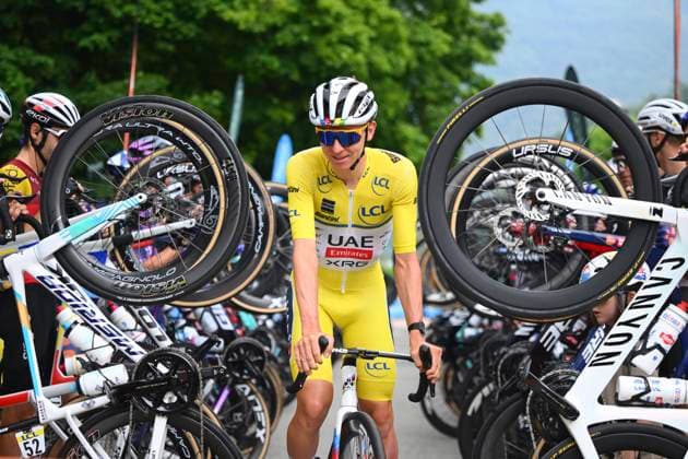 Criterium du Dauphine 2025 Stage 8 VAL-CENIS PLATEAU DU MONT-CENIS, FRANCE - JUNE 15 : Pogacar Tadej (SLO) of UAE Team Emirates - XRG during stage 8 of the 77th edition of Criterium du Dauphine Libere an UCI World Tour 2.UWT cycling road race stage for Men Elite of 133.3 km with start in Val-d Arc and finish in Val-Cenis Plateau du Mont-Cenis on June 15, 2025 in Val-Cenis Plateau du Mont-Cenis, France, 15 06 2025 ( Motordriver Kenny Verfaillie - Val-Cenis Plateau du Mont-Cenis France  Copyright: xVincentxKalutx