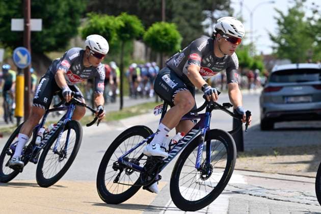 Elfstedenronde 2025 Cycling Race BRUGGE, BELGIUM - JUNE 15 : Plowright Jensen (AUS) of Alpecin - Deceuninck during the 43th edition of Elfstedenronde an UCI Class 1.1 one day cycling road race for Men Elite of 196 km with start in Brugge and finish in Brugge on June 15, 2025 in Brugge, Belgium, 15 06 2025 ( Motordriver Guy De Vuyst - Brugge Belgium  Copyright: xNicoxVereeckenx