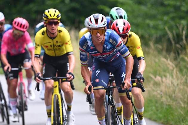 Criterium du Dauphine 2025 Stage 8 VAL-CENIS PLATEAU DU MONT-CENIS, FRANCE - JUNE 15 : Evenepoel Remco (BEL) of Soudal - Quick Step during stage 8 of the 77th edition of Criterium du Dauphine Libere an UCI World Tour 2.UWT cycling road race stage for Men Elite of 133.3 km with start in Val-d Arc and finish in Val-Cenis Plateau du Mont-Cenis on June 15, 2025 in Val-Cenis Plateau du Mont-Cenis, France, 15 06 2025 ( Motordriver Kenny Verfaillie - Val-Cenis Plateau du Mont-Cenis France  Copyright: xVincentxKalutx