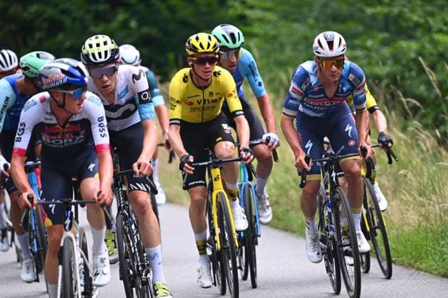 Criterium du Dauphine 2025 Stage 8 VAL-CENIS PLATEAU DU MONT-CENIS, FRANCE - JUNE 15 : Van Gils Maxim (BEL) of Red Bull - BORA - Hansgrohe, Kuss Sepp (USA) of Team Visma - Lease a Bike, Evenepoel Remco (BEL) of Soudal - Quick Step during stage 8 of the 77th edition of Criterium du Dauphine Libere an UCI World Tour 2.UWT cycling road race stage for Men Elite of 133.3 km with start in Val-d Arc and finish in Val-Cenis Plateau du Mont-Cenis on June 15, 2025 in Val-Cenis Plateau du Mont-Cenis, France, 15 06 2025 ( Motordriver Kenny Verfaillie - Val-Cenis Plateau du Mont-Cenis France  Copyright: xVincentxKalutx