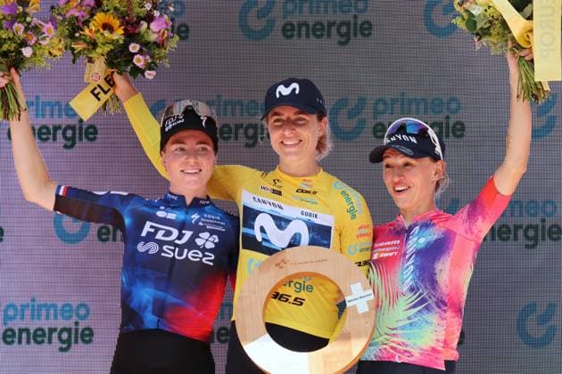 Sport Themen der Woche KW24 Sport Bilder des Tages 15.06.2025 Schweiz, Tour de Suisse Women 4.Eutappe Kuessnacht SZ. - Kuessnacht SZ,Bild : Bild : Demi Vollering (NED)Team FDJ-Suez,Gesamtsiegerin Marlen Reusser (SUI) Team Movistar ,Katarz. Niewiadoma POL. Aktion.. *** 15 06 2025 Switzerland, Tour de Suisse Women 4 Eutappe Kuessnacht SZ Kuessnacht SZ,picture picture Demi Vollering NED Team FDJ Suez,overall winner Marlen Reusser SUI Team Movistar ,Katarz Niewiadoma POL action 