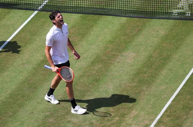 BAU Stuttgart Tennis , BOSS Open Finale, Taylor Fritz (USA) jubelt über den Sieg