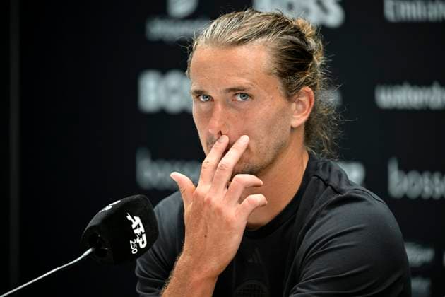 PK Pressekonferenz Alexander Zverev (GER) Portrait nachdenklich Gestik Geste Tennis Herren BOSS Open ATP, Tennis Herren 250 Stuttgart 2025 Weissenhof BOSS Open ATP 250 Stuttgart 2025