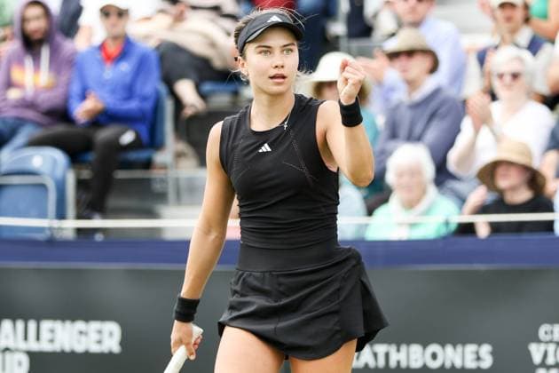 Ilkley Tennis Club, England, June 15th 2025: Iva Jovic during the WTA, Tennis Damen 125 Lexus Ilkley Open final match against Rebecca Marino at Ilkley Tennis Club in Ilkley, England on June 15th 2025. (Sean Chandler SPP) Copyright: xSeanxChandlerx xSPPx spp-en-SeChSp-WTA 125 Lexus Ilkley Open - Rebecca Marino v Iva Jovic Final - Ilkley Tennis Club-2904