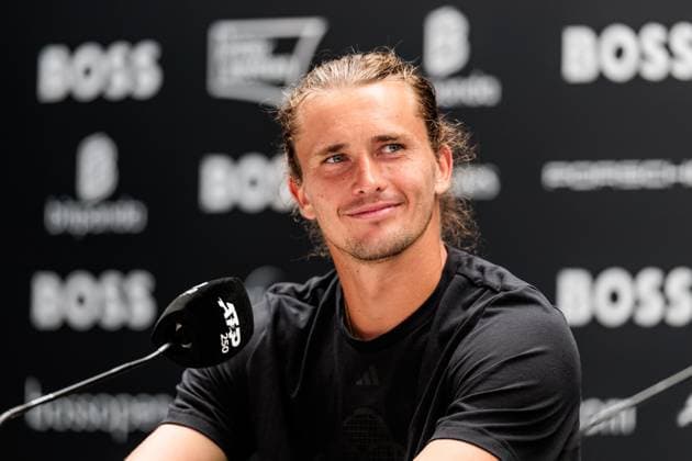BOSS OPEN ATP250; 15.06.2025 Alexander Zverev (GER) während der Pressekonferenz, lächelt BOSS OPEN ATP250; Stuttgart, Tennisclub Weissenhof am 15.06.2025 Copyright: xBEAUTIFULxSPORTS Wunderlx