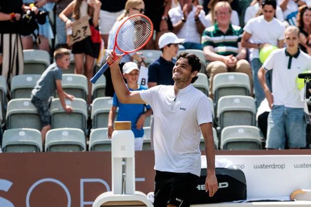 BOSS OPEN ATP250; 15.06.2025 Taylor Fritz (USA) nach dem Sieg im Match gegen Alexander Zverev (GER) BOSS OPEN ATP250; Stuttgart, Tennisclub Weissenhof am 15.06.2025 Copyright: xBEAUTIFULxSPORTS Wunderlx
