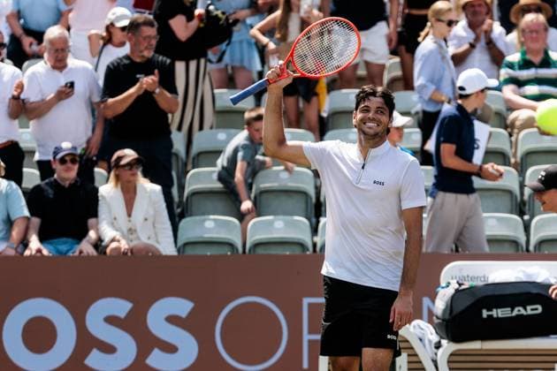 BOSS OPEN ATP250; 15.06.2025 Taylor Fritz (USA) nach dem Sieg im Match gegen Alexander Zverev (GER) BOSS OPEN ATP250; Stuttgart, Tennisclub Weissenhof am 15.06.2025 Copyright: xBEAUTIFULxSPORTS Wunderlx