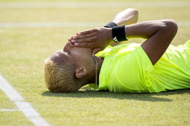 DEN BOSCH - Gabriel Diallo (CAN) after winning the final of the Libema Open tennis tournament. The grass tournament is part of the ATP, Tennis Herren and WTA, Tennis Damen circuit. ANP SANDER KING xVIxANPxSportx xxANPxIVx 529955886 originalFilename: 529955886.jpg