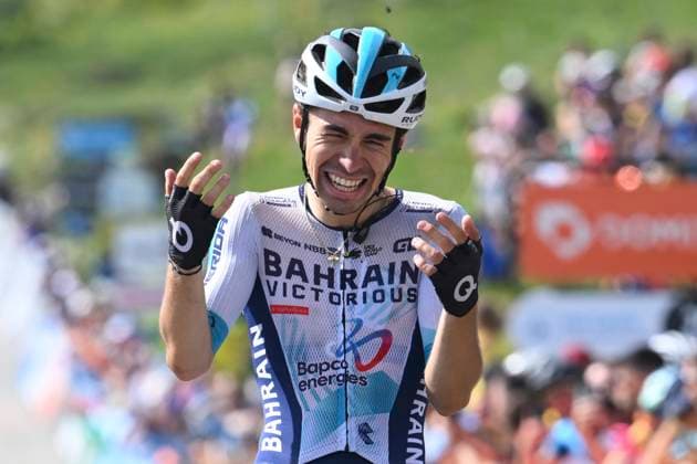 Criterium du Dauphine 2025 Stage 8 VAL-CENIS PLATEAU DU MONT-CENIS, FRANCE - JUNE 15 : Martinez Lenny (FRA) of Bahrain - Victorious wins during stage 8 of the 77th edition of Criterium du Dauphine Libere an UCI World Tour 2.UWT cycling road race stage for Men Elite of 133.3 km with start in Val-d Arc and finish in Val-Cenis Plateau du Mont-Cenis on June 15, 2025 in Val-Cenis Plateau du Mont-Cenis, France, 15 06 2025 ( Motordriver Kenny Verfaillie - Val-Cenis Plateau du Mont-Cenis France  Copyright: xVincentxKalutx