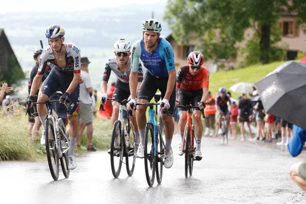 TDS 1.Etappe Stefan Bissegger SUI Team Decathlon AG2R 15.06.2025 Kuessnacht, SCHWEIZ, Tour de Suisse 1.Etappe Kuessnacht - Kuessnacht Stefan Bissegger SUI Team Decathlon AG2R im Anstieg zum Michaelskreuz
