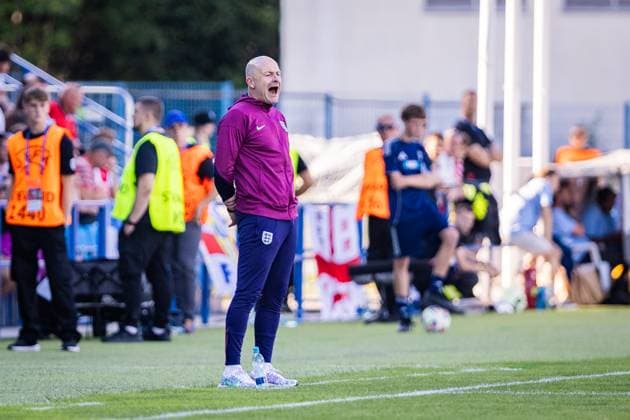 ENGLAND U21, U 21 - SLOVENIA U21 Head coach of England U21 Lee Carsley during the UEFA European Under-21 Championship 2025 Group B football match between England U21 and Slovenia U21. Stadium Nitra Arena, Nitra, Slovakia, June 15, 2025. Photo by Branislav Racko Copyright: xx 080A3424
