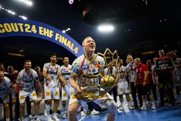 COLOGNE, GERMANY - 15 JUNE, 2025: Magnus Saugstrup Jensen - The final match of TruckScout24 EHF FINAL4 Fuchse Berlin vs SC Magdeburg at Lanxess Arena.  Copyright: xVITALIIxKLIUIEVx