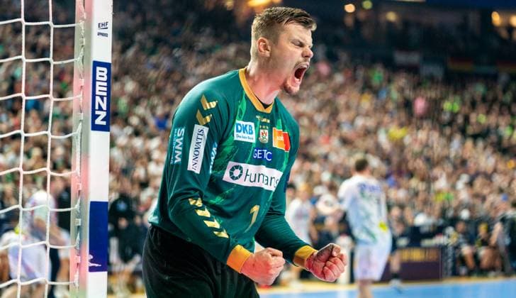 15.06.2025, Handball, Herren, Truckscout 25 EHF Final4 2025, Champions League, Final Four 2024, EHF, Finale, Füchse Berlin - SC Magdeburg, Sergey Hernandez Ferrer (SC Magdeburg) jubelt. Köln Lanxess Arena Nordrhein-Westfalen Deutschland