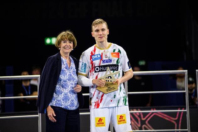 COLOGNE, GERMANY - 15 JUNE, 2025: Henriette Reker, Gisli Thorgeir Kristjansson - The final match of TruckScout24 EHF FINAL4 Fuchse Berlin vs SC Magdeburg at Lanxess Arena.  Copyright: xVITALIIxKLIUIEVx