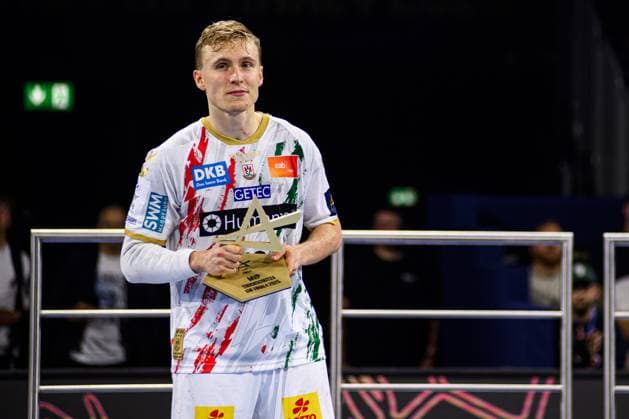 COLOGNE, GERMANY - 15 JUNE, 2025: Gisli Thorgeir Kristjansson, MVP - The final match of TruckScout24 EHF FINAL4 Fuchse Berlin vs SC Magdeburg at Lanxess Arena.  Copyright: xVITALIIxKLIUIEVx