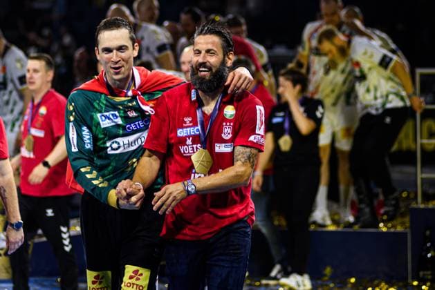 COLOGNE, GERMANY - 15 JUNE, 2025: Nikola Portner, Bennet Wiegert - The final match of TruckScout24 EHF FINAL4 Fuchse Berlin vs SC Magdeburg at Lanxess Arena.  Copyright: xVITALIIxKLIUIEVx