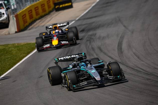 F1 - CANADIAN GRAND PRIX 2025 63 RUSSELL George (gbr), Mercedes AMG F1 Team W16, action, 01 VERSTAPPEN Max (nld), Red Bull Racing RB21, action during the Formula 1 Pirelli Grand Prix du Canada 2025, 10th round of the 2025 FIA Formula One World Championship, WM, Weltmeisterschaft from June 14 to 16, 2025 on the Circuit Gilles Villeneuve, in Montrà al, Canada - MontrCanada Copyright: xEricxAlonsox