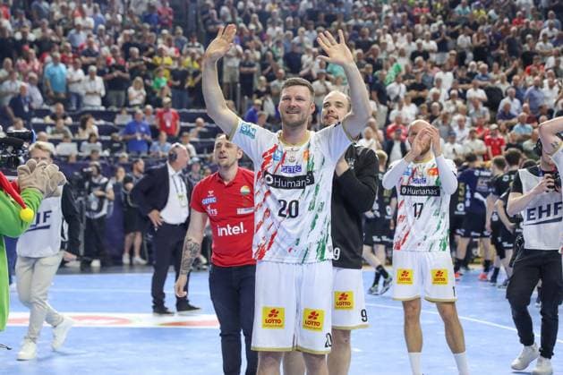15.06.2025, xgox,Handball, EHF Champions League Finale, Fuechse Berlin - SC Magdeburg v.l. Philipp Weber (Magdeburg, 20) Jubel ueber den Sieg, Jubel nach Spielende Koeln
