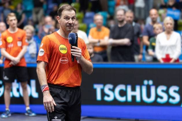 Bilder des Jahres 2025, Sport 06 Juni Sport Themen der Woche KW24 Sport Bilder des Tages TTF Liebherr Ochsenhausen - Borussia Düsseldorf, Liebherr TTBL-Finale 2025 Timo Boll (Borussia Düsseldorf) kämpft mit seinen Emotionen. Liebherr TTBL-Finale 2025 zwischen TTF Liebherr Ochsenhausen und Borussia Düsseldorf am 15. Juni 2025 in der Süwag Energie ARENA in Frankfurt am Main., Frankfurt am Main Hessen Deutschland Süwag Energie ARENA *** TTF Liebherr Ochsenhausen Borussia Düsseldorf, Liebherr TTBL Final 2025 Timo Boll Borussia Düsseldorf fights with his emotions Liebherr TTBL Final 2025 between TTF Liebherr Ochsenhausen and Borussia Düsseldorf on June 15, 2025 in the Süwag Energie ARENA in Frankfurt am Main , Frankfurt am Main Hessen Germany Süwag Energie ARENA