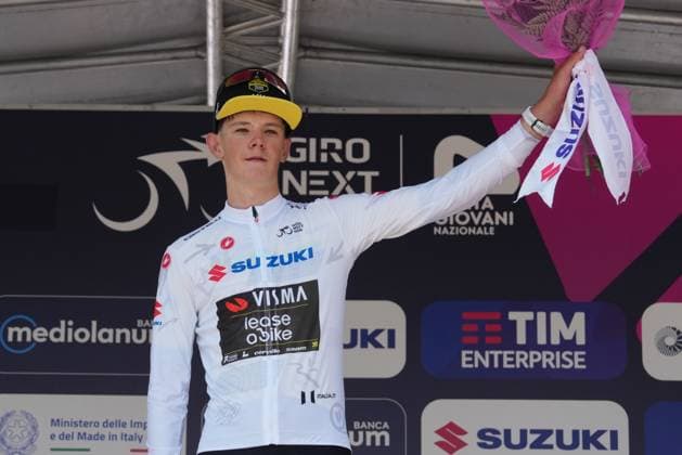 VAN KERCKHOVE Matisse TEAM VISMA LEASE A BIKE DEVELOPMENT white jersey during the stage 2 of the Giro Next Gen 2025, Rho Fiera Milano (Mi) - CantÃ¹ (Co), 146 km, Italy - Monday, June 16, 2025. - cycling.  Copyright: xGianxMattiaxD Albertox LaPressex