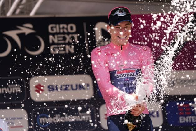 VERVENNE Jonathan ( SOUDAL QUICK-STEP DEVO TEAM) Pink Jersey during the stage 2 of the Giro Next Gen 2025, Rho Fiera Milano (Mi) - CantÃ¹ (Co), 146 km, Italy - Monday, June 16, 2025. - cycling.  Copyright: xFabioxFerrarix LaPressex