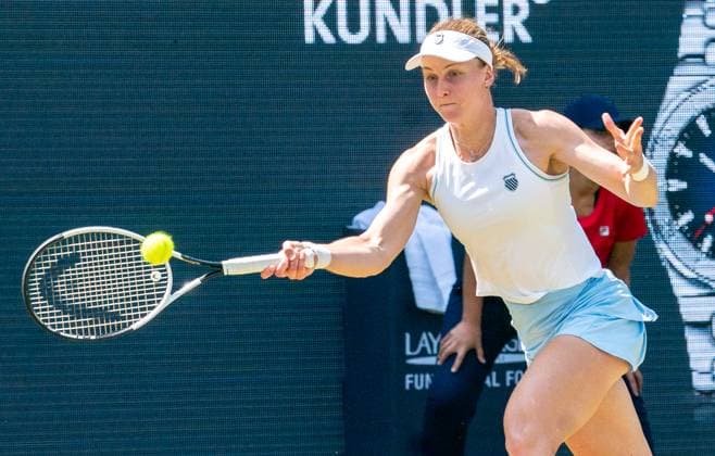 17.06.2025, WTA, Tennis Damen 500, Tennis, Damen, Berlin Tennis Open by Hylo 2025, Berlin, 1. Runde, Naomi Osaka (Japan) - Ludmila Samsonova (Russland) Ludmila Samsonova (Russland) Berlin Steffi-Graf-Stadion Berlin Deutschland