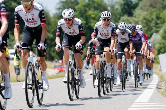 TDS 3.Etappe Vegard Stake Laengen NOR - Almeida Goncalves POR Team UAE Emirates 16.06.2025 Endingen, SCHWEIZ, Tour de Suisse 3.Etappe Aarau - Heiden Vegard Stake Laengen NOR - Almeida Goncalves POR Team UAE Emirates