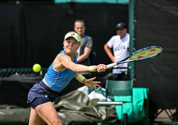 17th June 2025; Lexus Nottingham Tennis Centre, Nottingham, England; Lexus Nottingham Open, Day 2, Day two; Harriet Dart (GBR) world No 121 hits a backhand return against Francesca Jones (gbr)  ActionPlus12801962 GodfreyxPitt