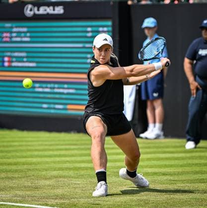 17th June 2025; Lexus Nottingham Tennis Centre, Nottingham, England; Lexus Nottingham Open, Day 2, Day two; Sonay Kartal (GBR) world No 50 hits a backhand return against Leolia Jeanjean (FRA)  ActionPlus12801984 GodfreyxPitt