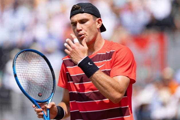 17th June 2025; HSBC Championships, Queens Club, West Kensington, London, England: HSBC Mens Championships Queens Club, Day 2; Jack Draper (GBR) blows on his hand between points  ActionPlus12802026 IanxStephen