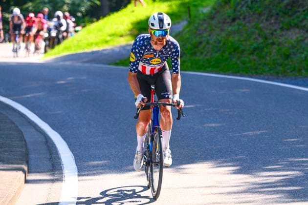 Tour de Suisse 2025 Stage 3 HEIDEN, SWITZERLAND - JUNE 17 : Simmons Quinn (USA) of Lidl - Trek alone in the escape pack during stage 3 of the 88th edition of Tour de Suisse an UCI World Tour 2.UWT cycling road race stage for Men Elite of 195.6 km with start in Aarau and finish in Heiden on June 17, 2025 in Heiden, Switzerland, 17 06 2025 ( Motordriver Kenny Verfaillie - Heiden Switzerland  Copyright: xVincentxKalutx