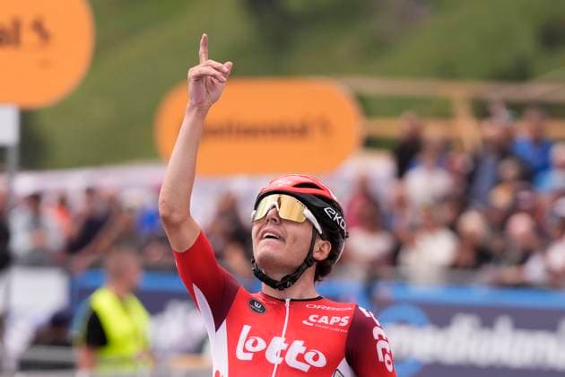 Widar Jarno of Lotto Development Team at the finish of the stage 3 of the Giro Next Gen 2025, Albese con Cassano (Co) -Passo Maniva (Bs), 143 km, Italy - Tuesday, June 17, 2025. - cycling.  Copyright: xFabioxFerrarix LaPressex