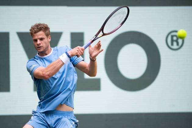Yannick HANFMANN (GER) Aktion Jannik Sinner (ITA) vs. Yannick Hanfmann (GER) Tennis Terra Wortmann Open 2025 am 17.06.2025 in der OWL Arena Halle Westfalen, Deutschland. Â