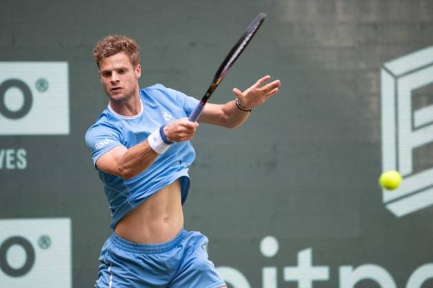 Yannick HANFMANN (GER) Aktion Jannik Sinner (ITA) vs. Yannick Hanfmann (GER) Tennis Terra Wortmann Open 2025 am 17.06.2025 in der OWL Arena Halle Westfalen, Deutschland. Â