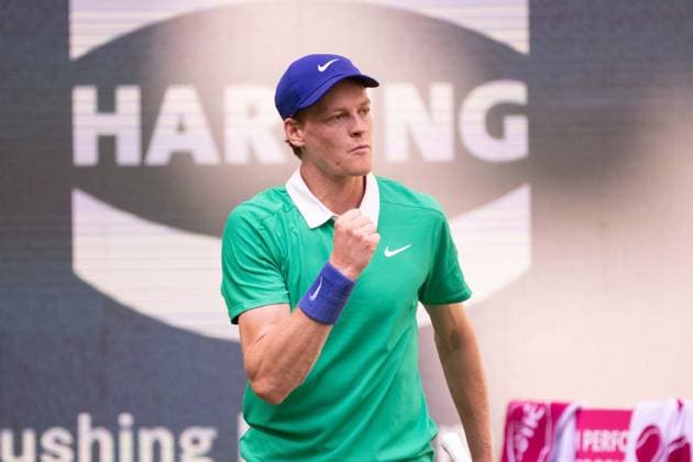 Jannik SINNER (ITA) Aktion Jannik Sinner (ITA) vs. Yannick Hanfmann (GER) Tennis Terra Wortmann Open 2025 am 17.06.2025 in der OWL Arena Halle Westfalen, Deutschland. Â