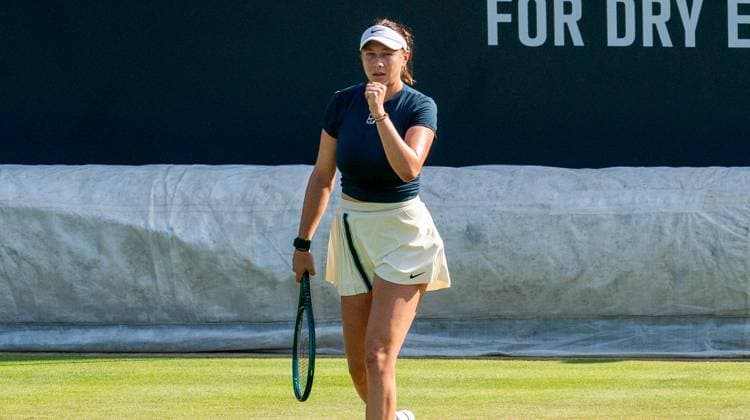 17.06.2025, WTA, Tennis Damen 500, Tennis, Damen, Berlin Tennis Open by Hylo 2025, Berlin, Einzel, 1. Runde, Amanda Anisimova (USA) - Bianca Andreescu (Kanada) Amanda Anisimova (USA) jubelt. Berlin Steffi-Graf-Stadion Berlin Deutschland
