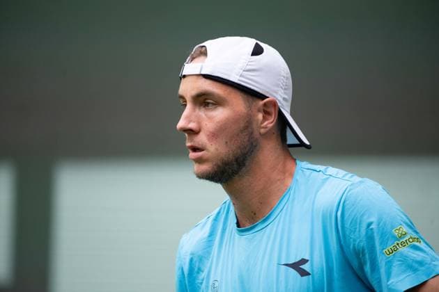 Jan-Lennard STRUFF (GER) Aktion Lorenzo Sonego (ITA) vs. Jan-Lennard Struff (GER ) Tennis Terra Wortmann Open 2025 am 17.06.2025 in der OWL Arena Halle Westfalen, Deutschland. Â