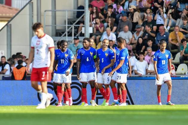 2025.06.17 Zylina Pilka nozna kadra reprezentacja Mistrzostwa Europy U21, U 21 Slowacja 2025 Francja - Polska N z Loum Tchaouna Lucien Agoume Kiliann Sildillia Andy Diouf Jean-Matteo Bahoya Foto Mateusz Sobczak PressFocus 2025.06.17 Zilina Football 2025 UEFA European Under 21 Championship France v Poland Loum Tchaouna Lucien Agoume Kiliann Sildillia Andy Diouf Jean-Matteo Bahoya Credit: Mateusz Sobczak PressFocus NEWSPIX.PL --- newspix.pl POLAND OUT! 