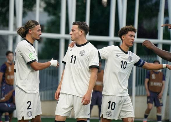 UEFA European Under-19 Championship 2025 Group B: Germany vs. England Said El Mala of Germany National Under-19 Football Team scores and celebrates during the UEFA European Under-19 Championship 2025 Group B: Germany vs. England on 17 June 2025, at Arcul de Triumf Stadium, in Bucharest, Romania Bucharest Arcul de Triumf Stadium Romania Copyright: xAlexandraxFechetex DSC0460201