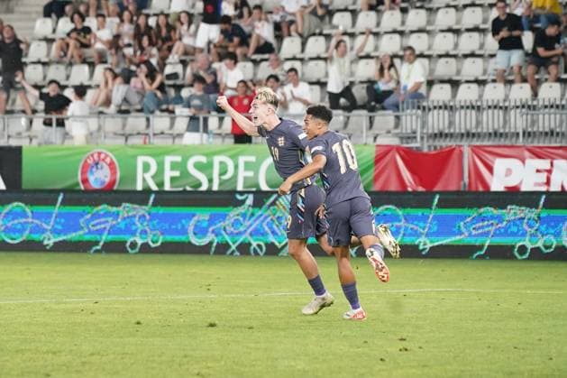 UEFA European Under-19 Championship 2025 Group B: Germany vs. England Jesse Derry of England National Under-19 Football Team scores to complete England s comeback and level up the score at 5-5 during the UEFA European Under-19 Championship 2025 Group B: Germany vs. England on 17 June 2025, at Arcul de Triumf Stadium, in Bucharest, Romania Bucharest Arcul de Triumf Stadium Romania Copyright: xAlexandraxFechetex DSC04898
