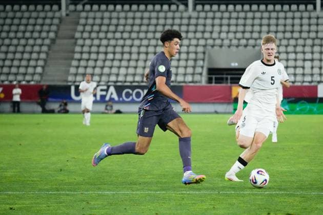 UEFA European Under-19 Championship 2025 Group B: Germany vs. England Ethan Wheatley of England National Under-19 Football Team in action during the UEFA European Under-19 Championship 2025 Group B: Germany vs. England on 17 June 2025, at Arcul de Triumf Stadium, in Bucharest, Romania Bucharest Arcul de Triumf Stadium Romania Copyright: xAlexandraxFechetex _ADR2936