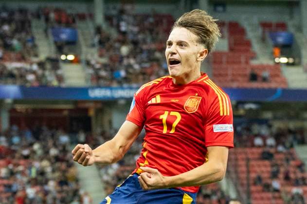 Sport Bilder des Tages UEFA U21, U 21 Europameisterschaft: Spanien - Italien; 17.06.2025 Jesus Rodriguez (Spanien, 17) jubelt nach seinem Tor bei der UEFA U21-Europameisterschaft im Spiel Spanien - Italien, am 17.06.2025, Anton Malatinsky Stadium, Trnava, Slowakei Copyright: xBEAUTIFULxSPORTS Meuselx