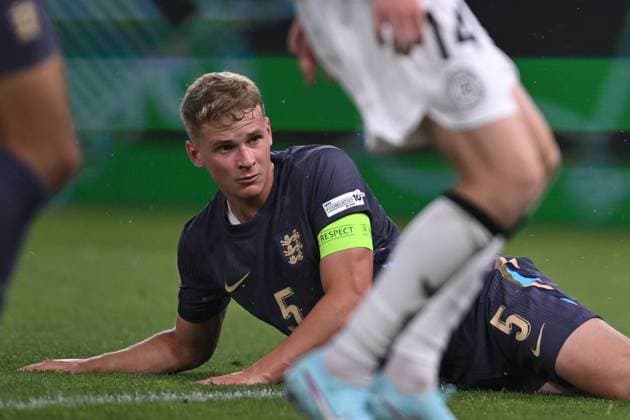 UEFA U19 European Championship, EM, Europameisterschaft 2025 - Germany - England - Ilie Oana Stadium Zach Abbott of England reacts during the UEFA Under-19 European Championship Romania 2025 football match between Germany and England at Arcul de Triumf Stadium in Bucharest, Romania, June 17, 2025. Alex Nicodim Imago Images Copyright: xAlexxNicodimx