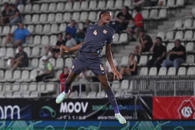 Sport Bilder des Tages UEFA U19 European Championship, EM, Europameisterschaft 2025 - Germany - England - Ilie Oana Stadium Stephen Mfuni celebrates during the UEFA Under-19 European Championship Romania 2025 football match between Germany and England at Arcul de Triumf Stadium in Bucharest, Romania, June 17, 2025. Alex Nicodim Imago Images Copyright: xAlexxNicodimx